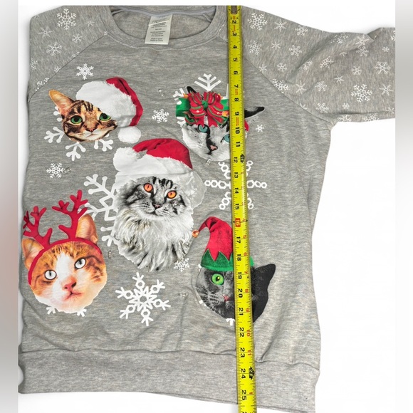 Freeze Light Up Christmas Cat Sweatshirt Large LED Ugly Christmas Sweater - Picture 3 of 7